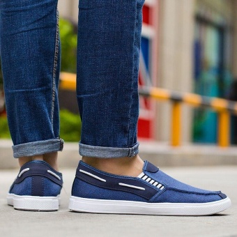 Ocean New Men Fashion Slip On Casual Canvas Sneakers Breathe Shoes(Blue) - Intl June 2018 - 3 Ocean New Men Fashion Slip On Casual Canvas Sneakers Breathe Shoes(Blue) - intl - 3