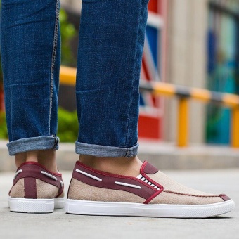 Ocean New Men Fashion Slip On Casual Canvas Sneakers Breathe Shoes(Khaki) - Intl June 2018 - 3 Ocean New Men Fashion Slip On Casual Canvas Sneakers Breathe Shoes(Khaki) - intl - 3