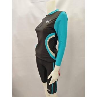 OPJR1602 Women Fashion Light Blue Long Sleeves Rash Guard Set With Black Short Cycling Swimwear June 2018 - 3 OPJR1602 women fashion light blue long sleeves rash guard set with black short cycling swimwear - 3
