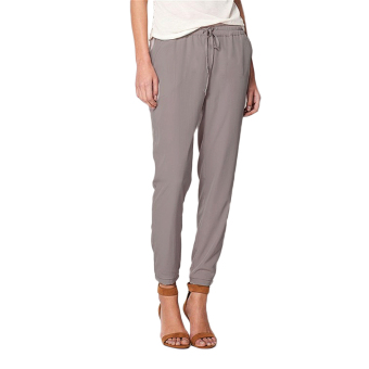 PAlight Women Casual Chiffon Drawstring Elastic Waist Pants (Grey) June 2018 - 2 PAlight Women Casual Chiffon Drawstring Elastic Waist Pants (Grey) - 2