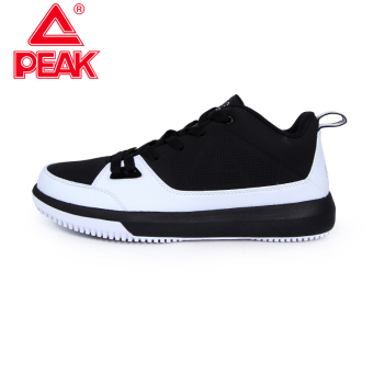 Peak men autumn and winter authentic wear non-slip sports shoes basketball shoes (Black/Large White)