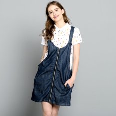 Preppy Style Sleeveless Front Pockets Worn Out Denim Jumper Dress