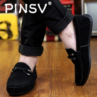 PINSV Men's Slip-Ons Loafers Fashion Cow Suede Leather Shoes Black - Intl June 2018 - 5 PINSV Men's Slip-Ons Loafers Fashion Cow Suede Leather Shoes Black - intl - 5