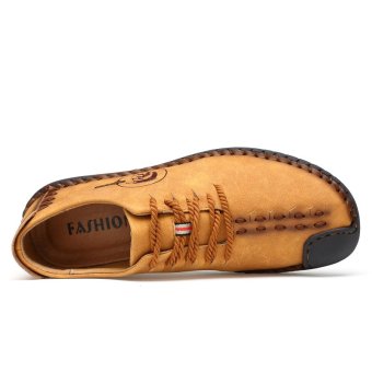 PINSV Nubuck Leather Shoes Men Round Toe Leather Lace Fashion Shoes Low Cut Shoes - Yellow - Intl June 2018 - 3 PINSV Nubuck Leather Shoes Men round toe leather lace fashion shoes Low Cut Shoes - Yellow - intl - 3
