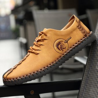 PINSV Nubuck Leather Shoes Men Round Toe Leather Lace Fashion Shoes Low Cut Shoes - Yellow - Intl June 2018 - 5 PINSV Nubuck Leather Shoes Men round toe leather lace fashion shoes Low Cut Shoes - Yellow - intl - 5