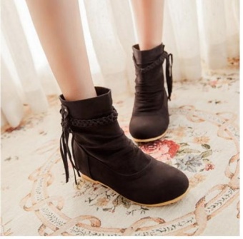 Qizhef Ladies Fashion Tassels Comfort Boots(Dark Brown) - Intl June 2018 - 2 Qizhef ladies fashion tassels comfort boots(Dark Brown) - intl - 2