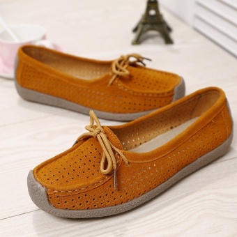 Seanut Fashion Women Casual Breathable Slip-On Leather Loafers (Orange) - Intl June 2018 - 4 Seanut Fashion Women Casual Breathable Slip-On Leather Loafers (Orange) - intl - 4