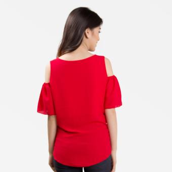 Sugar & Lime Demeter Women's Casual Fashion Georgette Loose Off Shoulder Blouse Top (Red) June 2018 - 3 Sugar & Lime Demeter Women's Casual Fashion Georgette Loose Off Shoulder Blouse Top (Red) - 3