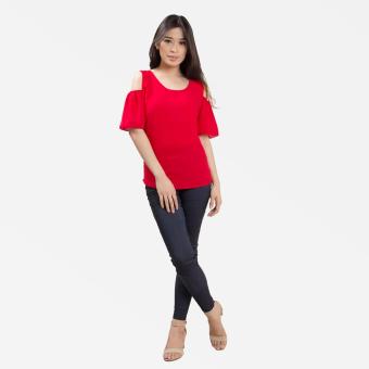Sugar & Lime Demeter Women's Casual Fashion Georgette Loose Off Shoulder Blouse Top (Red) June 2018 - 4 Sugar & Lime Demeter Women's Casual Fashion Georgette Loose Off Shoulder Blouse Top (Red) - 4