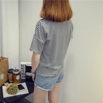 Summer Short Sleeve Striped Women Printed T-shirt - Intl June 2018 - 5 Summer short sleeve striped women printed t-shirt - intl - 5