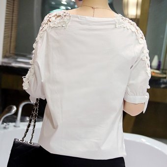 Summer Women Lace Blouses 2017 Fashion Woman Lace Shirt Hollow Out Casual Short Sleeve Women Shirts Tops (white) - Intl June 2018 - 3 Summer Women Lace Blouses 2017 Fashion Woman Lace Shirt Hollow Out Casual Short Sleeve Women Shirts Tops (white) - intl - 3