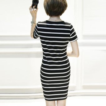 Summer Women Stripe Casual Short Sleeve Mini Dress - Intl July 2018 - 3 Summer women stripe casual short sleeve mini dress - intl - 3