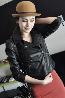 Sunweb Women Motorcycle Leather Jackets Short Outerwear Coat Black April 2018 - 3 Sunweb Women Motorcycle Leather Jackets Short Outerwear Coat Black - 3