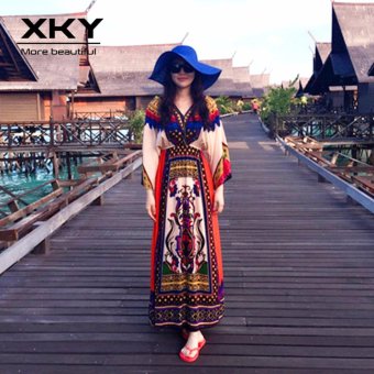 Thailand Bohemian Floral Dresses Maldives Vacation Beach Skirt Dresses Ethnic Boho Long Dress - Intl June 2018 - 5 Thailand Bohemian Floral Dresses Maldives vacation Beach Skirt Dresses ethnic boho long dress - intl - 5