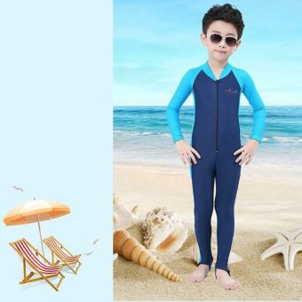Thin Children Boy Wetsuits Full Body Swimsuit Swimwear FullsuitKids Snorkeling Scuba Diving Wet Suit Spring Summer - Navy Blue -intl June 2018 - 2 Thin Children Boy Wetsuits Full Body Swimsuit Swimwear FullsuitKids Snorkeling Scuba Diving Wet Suit Spring Summer - navy blue -intl - 2