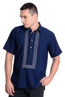 Titan Barong of Lumban Half Open Short Sleeve Polo Navy 