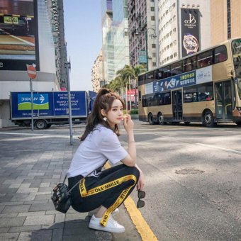 VENFLON Women Korean Sport Street Applique Letter Print Patch Elastic Long Pant Jogger Sweatpants (Black) June 2018 - 3 VENFLON Women Korean Sport Street Applique Letter Print Patch Elastic Long Pant jogger sweatpants (Black) - 3
