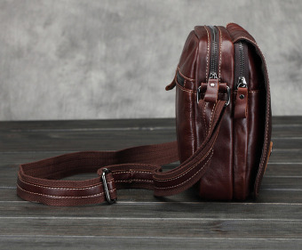 Vintage Genuine Crazy Horse Leather Men's Shoulder Bag Cross Body Bag - Intl July 2018 - 4 Vintage genuine crazy horse leather Men's shoulder bag cross body bag - intl - 4