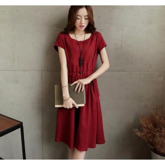 Vintage Plus Size Loose Large Size Dress Soft Linen Side PocketSkirts Mini Dress For Women Maternity Pregnant Fat Lady Size M-XXL- Intl June 2018 - 2 Vintage Plus Size Loose Large Size Dress Soft Linen Side PocketSkirts Mini Dress For Women Maternity Pregnant Fat Lady Size M-XXL- intl - 2