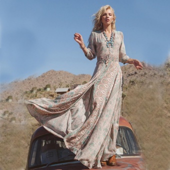 Vintage Womens Bohemian Floral Printed Dress Split Long Maxi DressLoose Beach Sundress - Intl July 2018 - 2 Vintage Womens Bohemian Floral Printed Dress Split Long Maxi DressLoose Beach Sundress - intl - 2