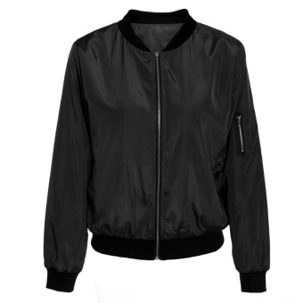 Vintage Zip Up Classic Padded Bomber Jacket Biker Coat (Black) -intl June 2018 - 2 Vintage Zip Up Classic Padded Bomber Jacket Biker Coat (Black) -intl - 2
