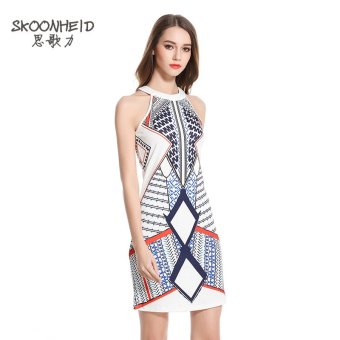 Woman Summer Multicolour Mini Fashion Print Dress - White June 2018 - 4 Woman Summer Multicolour Mini Fashion Print Dress - White - 4