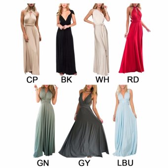 Women Boho Maxi Dress Red Bandage Long Dress Multiway BridesmaidsConvertible Dress Robe Longue Femme(Green) - Intl June 2018 - 3 Women Boho Maxi Dress Red Bandage Long Dress Multiway BridesmaidsConvertible Dress Robe Longue Femme(Green) - intl - 3