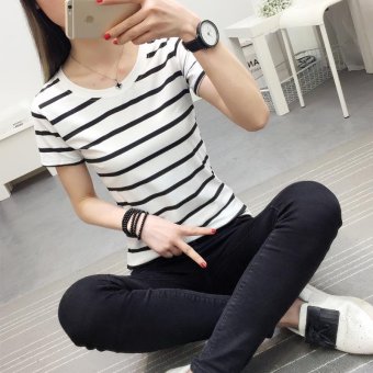 Women Casual Short Sleeve Striped T-shirt - Intl July 2018 - 5 Women casual short sleeve striped t-shirt - intl - 5