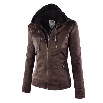 Women Fashion Winter Slim Zipper Leather Jacket - Intl June 2018 - 4 Women Fashion Winter Slim Zipper Leather Jacket - intl - 4
