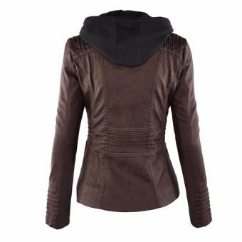 Women Fashion Winter Slim Zipper Leather Jacket - Intl June 2018 - 5 Women Fashion Winter Slim Zipper Leather Jacket - intl - 5