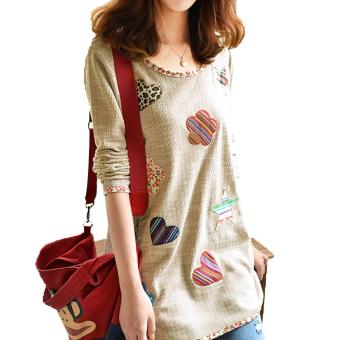Women Fresh Hearts Flowers Print Blouse Round Neck Top Shirts(Int:M) - Intl June 2018 - 5 Women Fresh Hearts Flowers Print Blouse Round Neck Top Shirts(Int:M) - Intl - 5