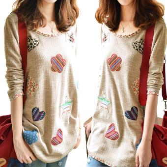 Women Fresh Hearts Flowers Print Blouse Round Neck Top Shirts(Int:M) - Intl June 2018 - 3 Women Fresh Hearts Flowers Print Blouse Round Neck Top Shirts(Int:M) - Intl - 3