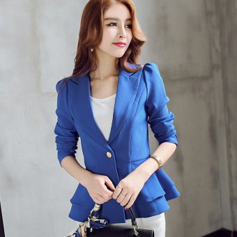 Women Long-sleeve Slim Blazer Ruffle Short Blazer Single Button(White) June 2018 - 3 Women Long-sleeve Slim Blazer Ruffle Short Blazer Single Button(White) - 3