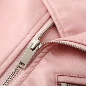 Women Motorcycle PU Leather Jacket Zipper Coat (Pink) April 2018 - 3 Women Motorcycle PU Leather Jacket Zipper Coat (Pink) - 3