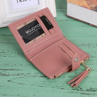 Women PU Leather Button Tassel Short Wallet Card Coin Holder Clutch Purse(Red) - Intl June 2018 - 2 Women PU Leather Button Tassel Short Wallet Card Coin Holder Clutch Purse(Red) - intl - 2