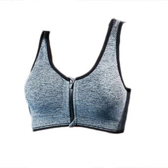 Women Sport Bra Running Gym Yoga Padded Fitness Workout Zipper Gray June 2018 - 3 Women Sport Bra Running Gym Yoga Padded Fitness Workout Zipper Gray - 3