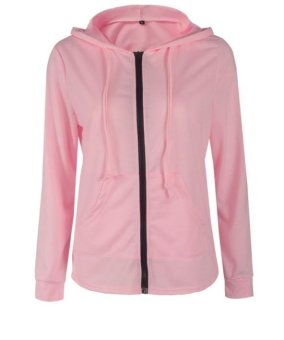 Women Sprint Autumn Jacket Long Sleeve Zipper Hoodies Pink - Intl June 2018 - 4 Women Sprint Autumn Jacket Long Sleeve Zipper Hoodies Pink - intl - 4