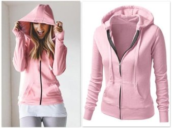 Women Sprint Autumn Jacket Long Sleeve Zipper Hoodies Pink - Intl June 2018 - 2 Women Sprint Autumn Jacket Long Sleeve Zipper Hoodies Pink - intl - 2