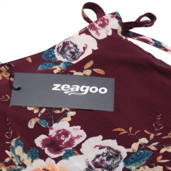 Women Summer Bohemian Style Chiffon Floral Print Side Split Skirt Wine Red - Intl June 2018 - 5 Women Summer Bohemian Style Chiffon Floral Print Side Split Skirt Wine Red - intl - 5