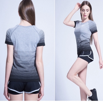 Women Yoga Sport Sets Shirt With Shorts Suit Fitness Workout LadiesGym Sports Running Female Slim Leggings+Tops Grey - Intl June 2018 - 3 Women Yoga Sport Sets shirt with shorts Suit Fitness Workout ladiesGym Sports Running female Slim Leggings+Tops Grey - intl - 3