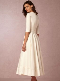 Women's Maxi Long Dress Deep V Neck Half Sleeve Aline Sexy (White) - Intl June 2018 - 2 Women's Maxi Long Dress Deep V Neck Half Sleeve Aline Sexy (White) - intl - 2