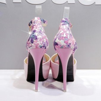 Women's Peep Toe Platform High Heels Elegant Sandals With Flowers Pink - Intl June 2018 - 5 Women's Peep Toe Platform High Heels Elegant Sandals with Flowers Pink - intl - 5
