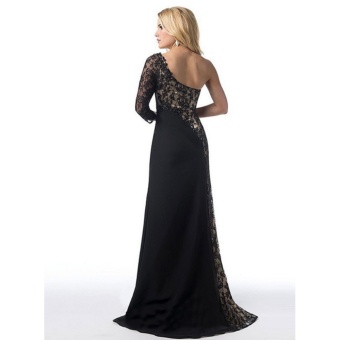Women's Prom Gown Sexy One Shoulder Lace Long Sleeve Mermaid Slit Maxi Dress (Black) - Intl July 2018 - 5 Women's Prom Gown Sexy One Shoulder Lace Long Sleeve Mermaid Slit Maxi Dress (Black) - intl - 5