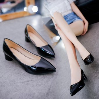 Women'S Shoes With Thick Heel Pu Leather Mid Heel Shoes(Black) - Intl July 2018 - 3 Women'S Shoes With Thick Heel Pu Leather Mid Heel Shoes(Black) - intl - 3