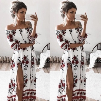 Womens Maxi Floral Off Shoulder Beach Long Skirt Evening Cocktail Party Dress - Intl June 2018 - 2 Womens Maxi Floral Off Shoulder Beach Long Skirt Evening Cocktail Party Dress - intl - 2