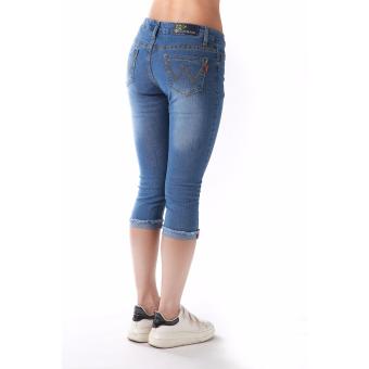 Women's Plain Vintage Blue Capri Short June 2018 - 5 Women's Plain Vintage Blue Capri Short - 5