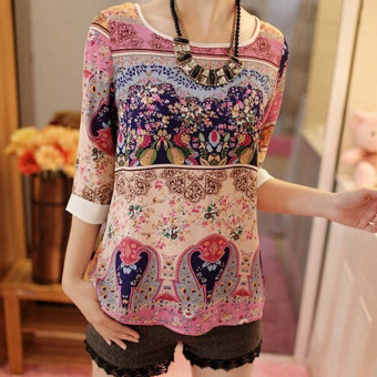 YBC Women Summer Lace Printed Long Sleeves Blouse Loose Casual Wear April 2018 - 3 YBC Women Summer Lace Printed Long Sleeves Blouse Loose Casual Wear - 3