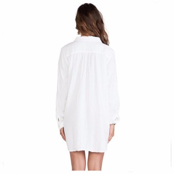 ZANZEA 2016 Summer Style Women Long Tops Sexy V Neck Pocket Solid Long Sleeve Casual Loose Mini Dress Vestidos Shirts White June 2018 - 3 ZANZEA 2016 Summer Style Women Long Tops Sexy V Neck Pocket Solid Long Sleeve Casual Loose Mini Dress Vestidos Shirts White - 3