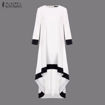 ZANZEA Autumn 2016 Fashion Womens Patchwork Asymmetrical Dress 3/4 Sleeve O Neck Vestidos Plus Size S-5XL June 2018 - 4 ZANZEA Autumn 2016 Fashion Womens Patchwork Asymmetrical Dress 3/4 Sleeve O Neck Vestidos Plus Size S-5XL - 4