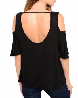 ZANZEA Fashion Womens Off Shoulder Blouse Summer New Ladies Short Sleeve Backless Solid Tops Plus Size Shirts Black - Intl June 2018 - 2 ZANZEA Fashion Womens Off Shoulder Blouse Summer New Ladies Short Sleeve Backless Solid Tops Plus Size Shirts Black - intl - 2